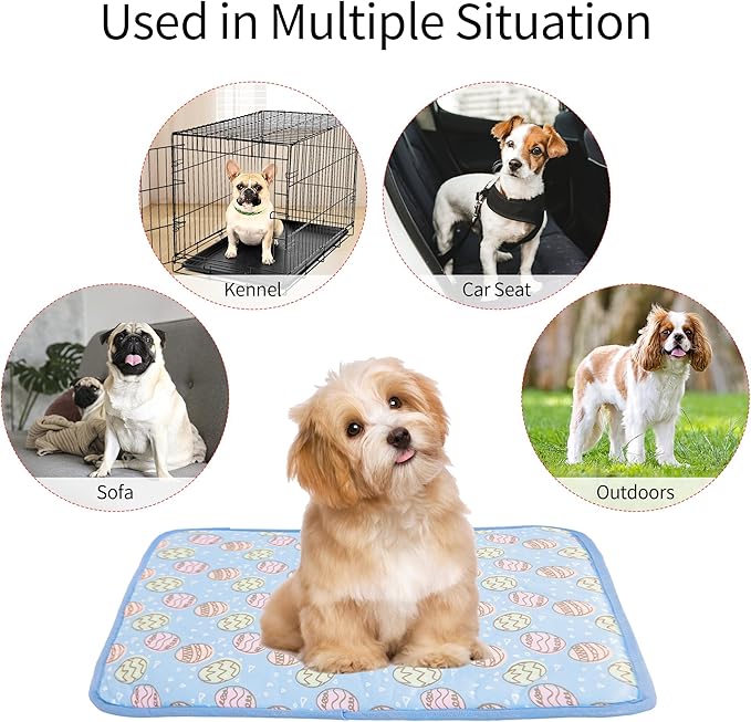 NACOCO Pet Cooling Mat Cat Dog Cushion Pad Summer Cool Down Comfortable Soft for Pets and Adults (S,Blue)