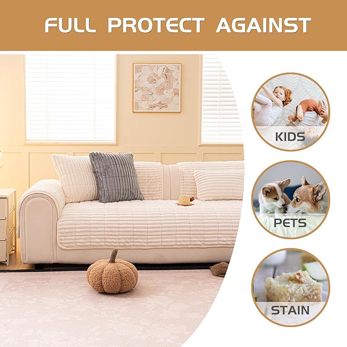 Washable Pet-Friendly Couch Covers for Dogs Fuzzy Pet Sofa Covers Dog Couch Blankets and Cushion Covers for Sofa