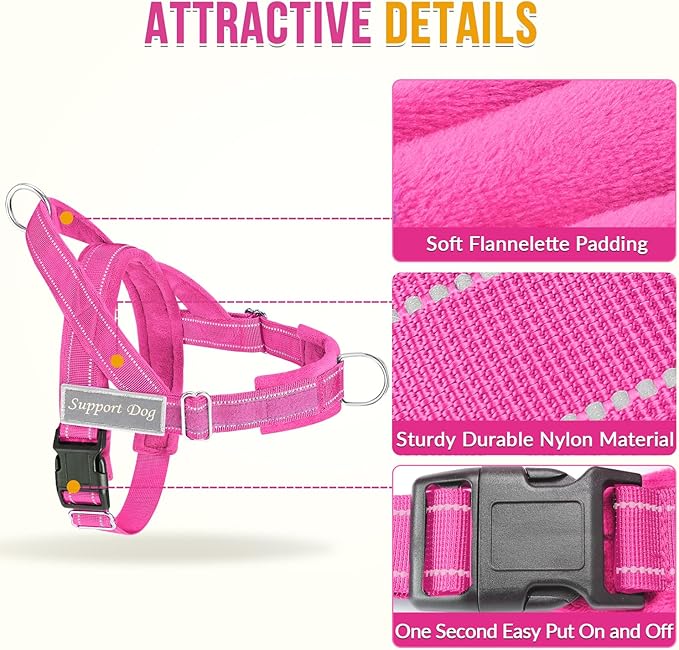 Lukovee No Pull Dog Harness and Leash Set - Adjustable Soft Padded Vest with Front Clip for Easy Control, Reflective Durable Harness for Safe Daily Training Walking for Medium Large Dogs (XL, FU)