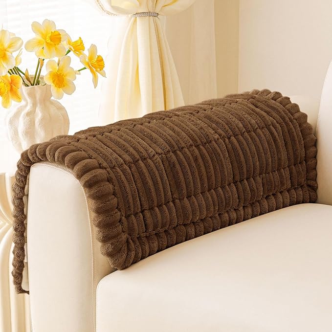 hyha Couch Cover for Dogs Washable, Non Slip Thick Flannel Sofa Protector, Pet Friendly Plush Furniture Cover for Sectional Sofa & Loveseat (Brown, 35.4" x 35.4")