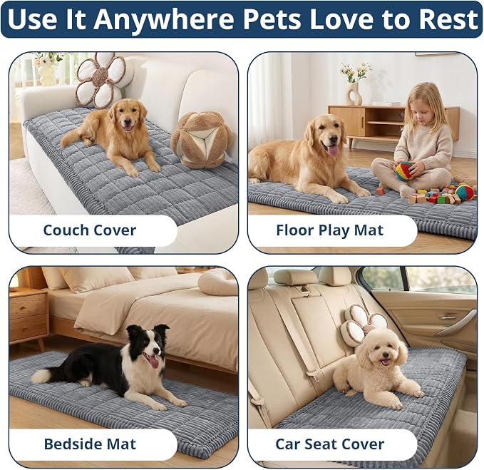 OstepDecor Couch Cover for Dogs, Washable Non Slip Sofa Cover for Pets, Soft Couch Covers for Sofa, Loveseat and Sectional, Furniture Protector Against Pet Hair & Scratches (27.6" x 82.7", Blue Grey)