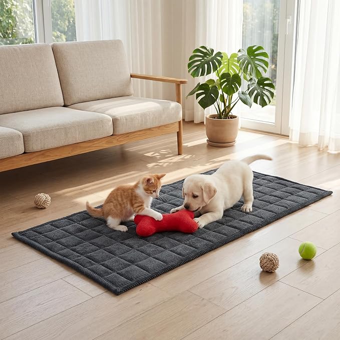 Fixwal Waterproof Dog Couch Cover, Washable Non-Slip Pet Couch Covers for Sofa, Leak-Proof Sofa Protector for Dogs, Pet Friendly Corduroy Furniture Cover (Dark Grey, 27.6" x 59.1")