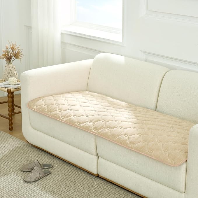 COZY KISS Dog&Cat Cooling Couch Cover, 27.5x71.0 Inch Waterproof Pet Pad, Q-Max > 0.4 Cool-Tech Fabric, Beige
