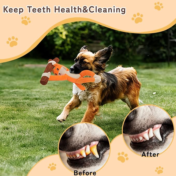 Squeaky Dog Toys,Plush Puppy Toys with Pull Branch,Tug of War Dog Toy for Dogs, Interactive Dog Toys for Small, Middle Dogs Under 55LB,with Crinkle Paper and Squeaker