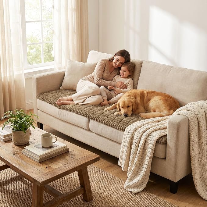 Smiry Couch Cover for Dogs, Non Slip Washable Sofa Protector for Pets, Soft Furniture Cover for Pet, Stylish Sofa Covers, Cozy Protect Against Fur, Dirt & Everyday Messes (Mocha Brown, 35.4" x 70.9")