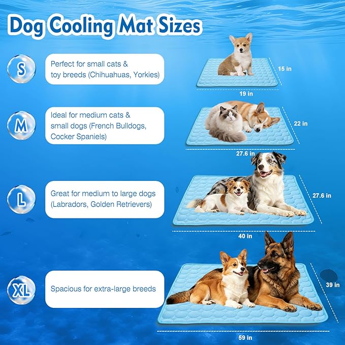 Dog Cooling Mat, Upgraded Arc-Chill Cooling Mat for Dogs Q-Max>0.4, Washable Dog Cooling Pad, Non-Slip Portable Cooling Pad for Dogs, Self-Cooling Bed for Small Medium Large Dogs Cats Indoor Outdoor