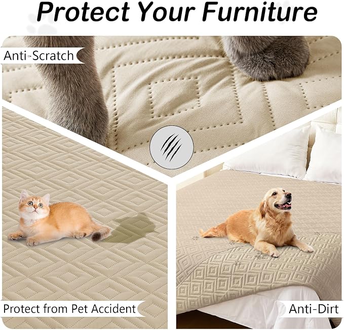 hyha Waterproof Dog Blanket, Soft Dog Bed Cover Pet Blankets, Waterproof Sofa Couch Cover for Dogs Washable, Reversible Pet Couch Covers for Sofa Furniture (52x82 Inch, Taupe/Taupe)