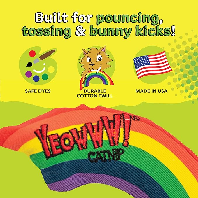 Yeowww! Catnip Rainbow Toy for Cats - Colorful Arch Shape - Durable Cotton Twill - Made in the USA - Stuffed with Organically Grown Catnip