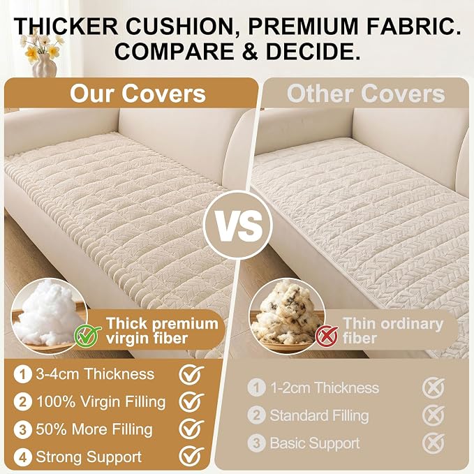 Smiry Couch Cover for Dogs, Non Slip Fuzzy Pet Sofa Covers Washable for 2-3 Cushion Couch, Soft Thick Furniture Protector for Cats Dogs, Against Fur, Dirt, Scratch Resistant (Apricot, 27.6"x59")