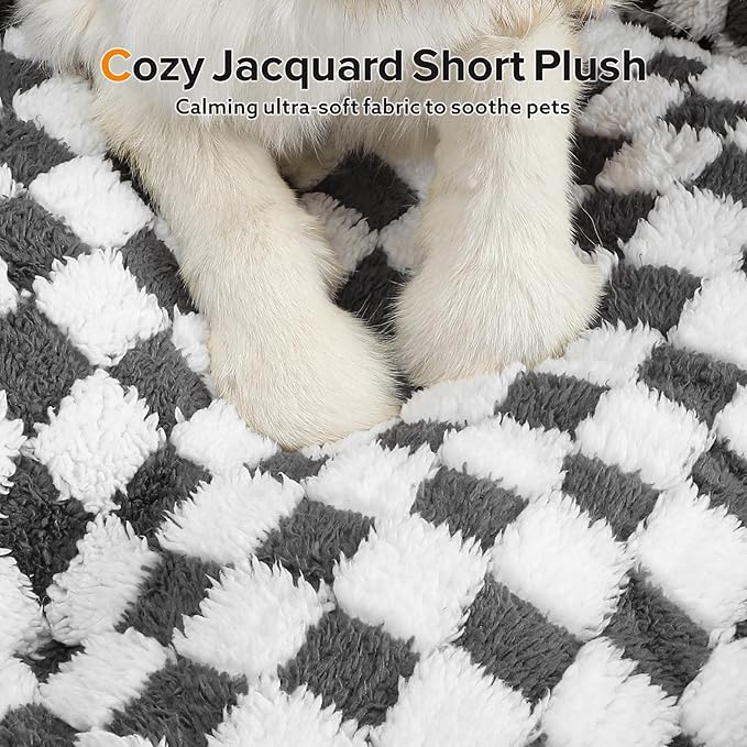 JOEJOY Dog Bed for Large Medium Small Dogs - Rectangle Orthopedic Dog Sofa Bed, Cute Modern Puppy Bed with Jacquard Shaggy Plush & Anti Slip Bottom, 30x24x9inches, Grey