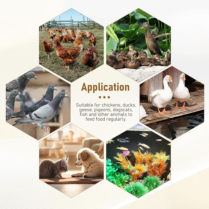 Automatic Chicken Feeder Timer and Duck Feeder, 16 Groups Timed Poultry Feeder Great for Chickens, Ducks, Geese, Pigeons, Fish, Dogs, Fish, Cats