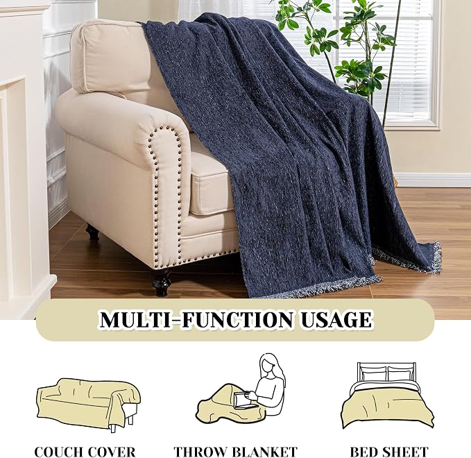 MEETSKY Navy Blue Couch Cover Sofa Covers Single Recliner Couch Cover, Sofa Throw Cover for Couches Sofa Slipcovers Furniture Covers Modern Style for Living Room Decoration, 71"x 91"
