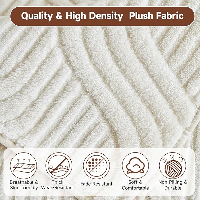 OTOB Sofa Covers Dog Couch Cover Washable, Fuzzy Plush Sofa Slipcovers Furniture Protector, Non Slip Pet Couch Covers for 3 Cushion Couch Sofa, All Seasons, 1 Piece (Cream, 35.4"x82.7")