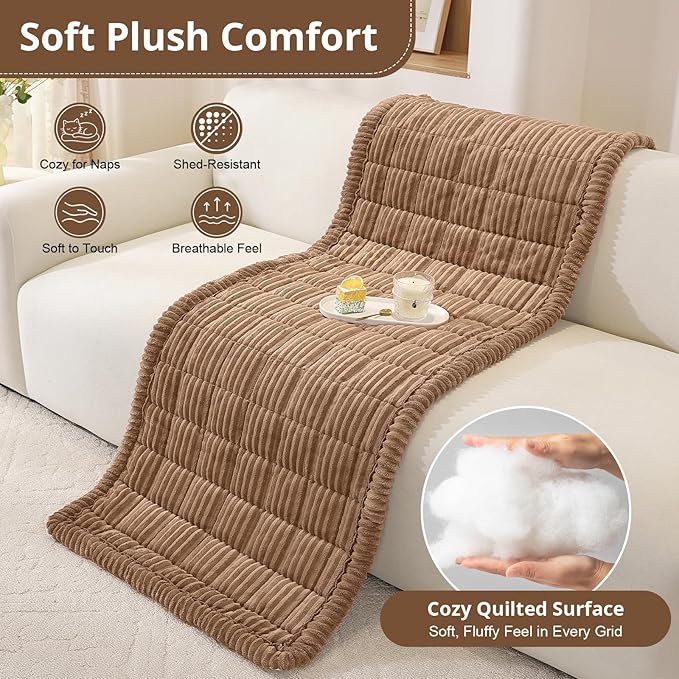 OstepDecor Couch Cover for Dogs, Washable Non Slip Sofa Cover for Pets, Soft Couch Covers for Sofa, Loveseat and Sectional, Furniture Protector Against Pet Hair & Scratches (27.6" x 82.7", Brown)