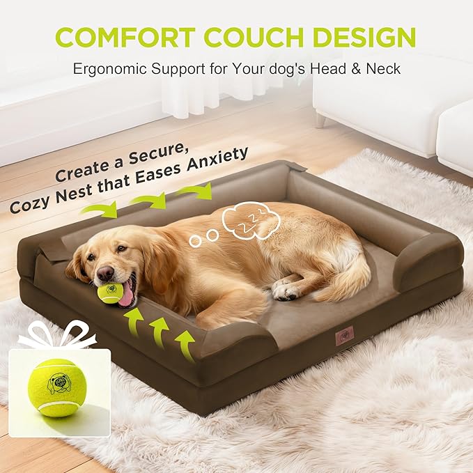 Dog Bed for Medium Large Size Dogs - Memory Foam Soft Pet Couch Sofa with Removable Cover Waterproof Bolster,30 x 20