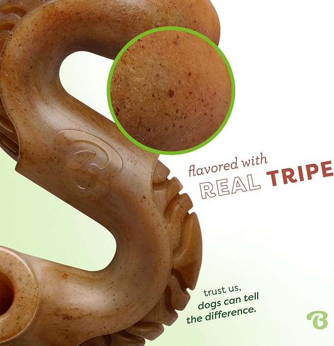 Benebone Tripe Bone Durable Dog Chew Toy for Aggressive Chewers, REAL Beef, Made in USA, Medium