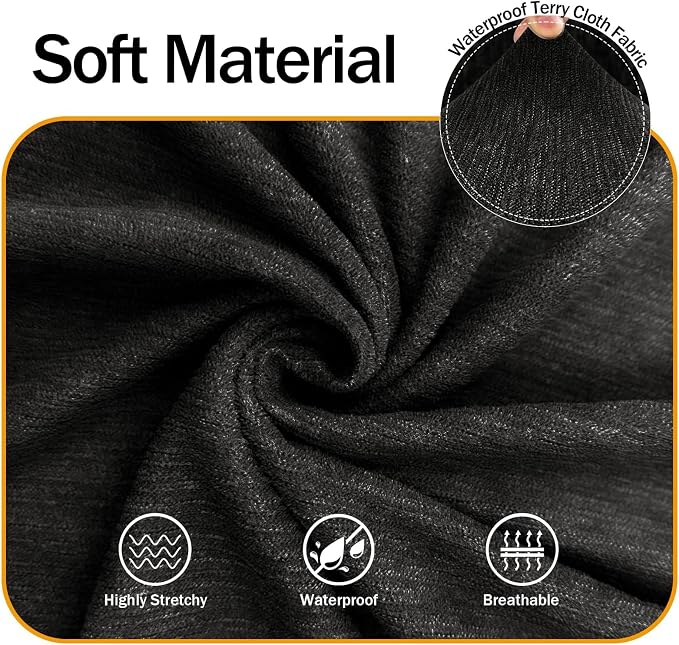 Waterproof Stretch Spandex Chair Sofa Slipcover,Washable Non-Slip Soft Couch Cover with Elastic Bottom, Leakproof Furniture Protector for Kids, Pets, Dogs & Cats (Chair, Black)
