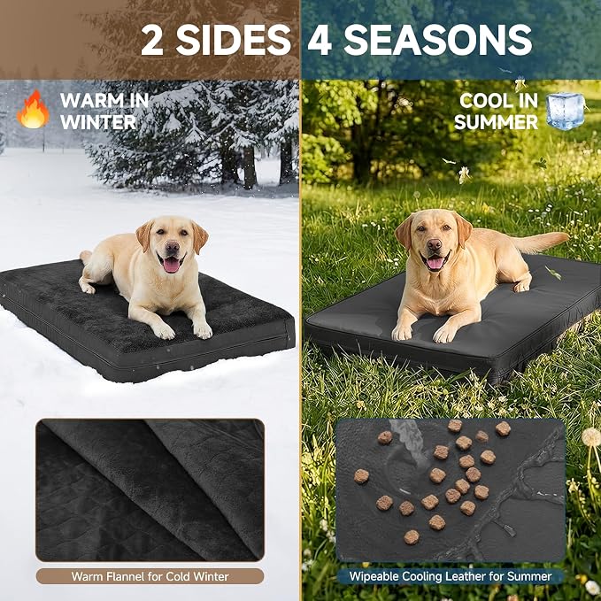 Waterproof Dog Bed for Crate, Reversible Outdoor Dog Crate Bed, Kennel Beds Pet for Small Dogs, Waterproof, Wipeable, Anti-Slip, Washable, 23" x 17", Black