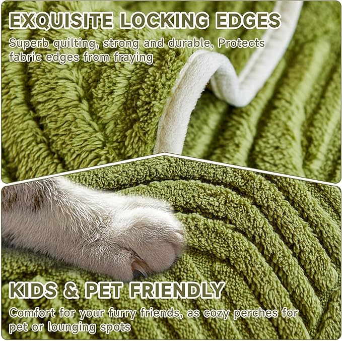 OTOB Fuzzy Plush Armrest Covers for Recliner and Armchairs, Washable Anti-Slip Sofa Arm Slipcovers Soft Couch Furniture Protector Pet Proof All Seasons,1 Piece (Matcha Green, 27.6"x27.6")