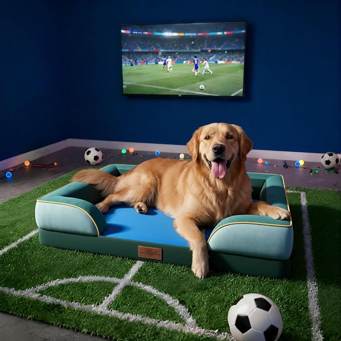 Comfort Expression Orthopedic Dog Bed for Extra Large Dogs 45x35 Inch, Waterproof Egg Crate Foam XL Pet Bed with Bolsters, Dog Couch with Washable Cover & Non-Slip Bottom, Seattle