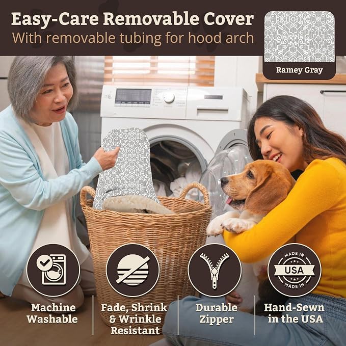 Snoozer Cozy Cave Dog Bed - Indoor Dog Bed with Cover Cave, Covered Calming Burrow for Small Sized Pets with Blanket Attached, Enclosed, Removable Washable Cover - Small, Ramey Gray