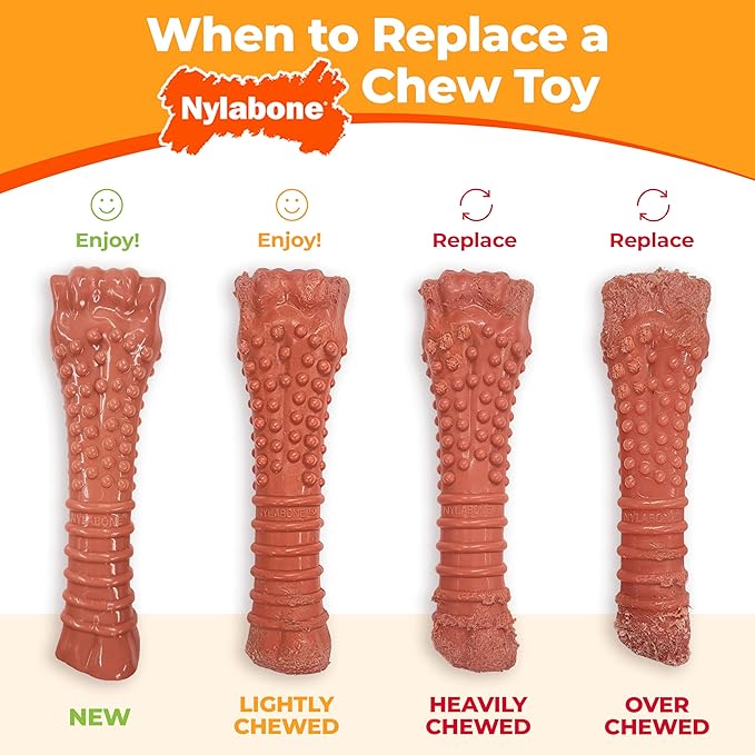 Nylabone Power Chew Classic Bone Chew Toy for Dogs, Durable Dog Toys for Aggressive Chewers, Chicken Flavor, Large/Giant - Up to 50 lbs. (1 Count)