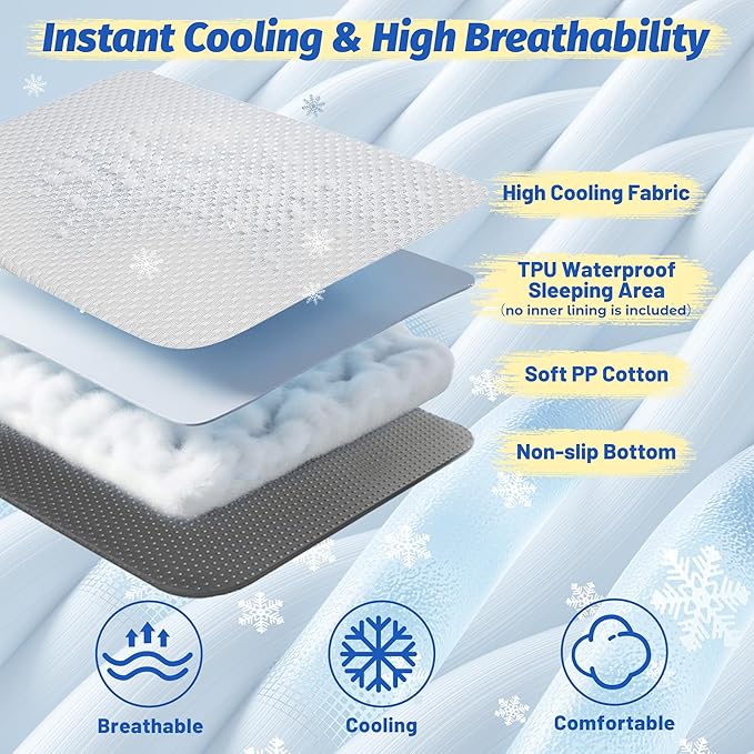WATANIYA PET Cooling Dog Bed, Washable Cooling Mat for Large Dogs with Removable Cover, Self Cooling Couch Cover for Dog, Non-Slip Dog Couch Bed, 41x37 Inch, Grey