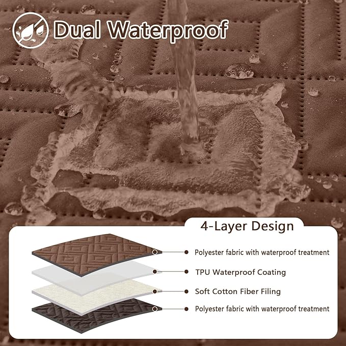 hyha Waterproof Dog Blanket, Soft Pet Bed Blankets, Waterproof Sofa Couch Cover for Dogs Washable, Reversible Pet Couch Covers for Sofa Furniture (40x80 Inch, Brown/Chocolate)
