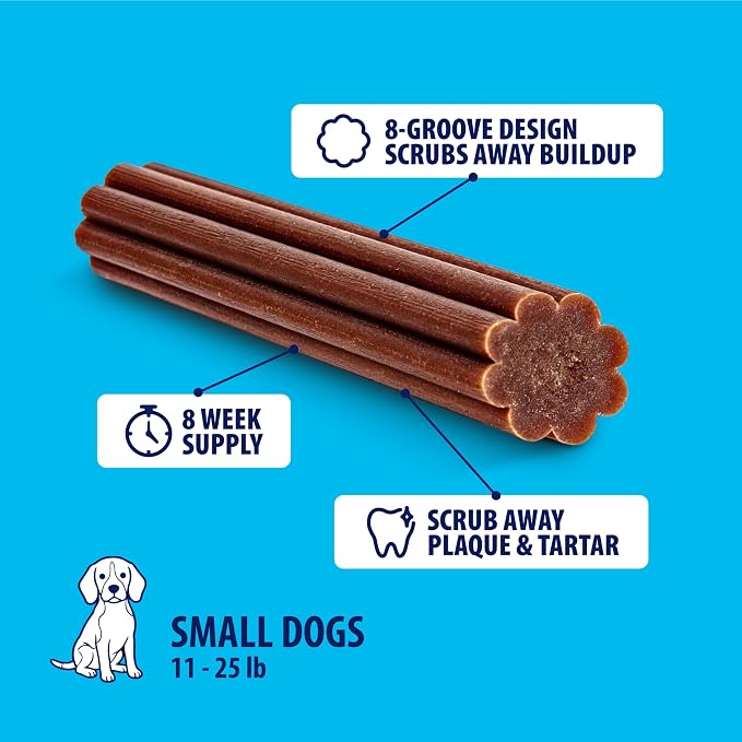 Dental Fresh Dental Treats for Small Dogs, Vet-Formulated Teeth Cleaning Dental Sticks to Help Reduce Plaque and Tartar and Freshen Breath, 45 Count Brush Free Dental Chews for Dogs 11 to 25 lbs
