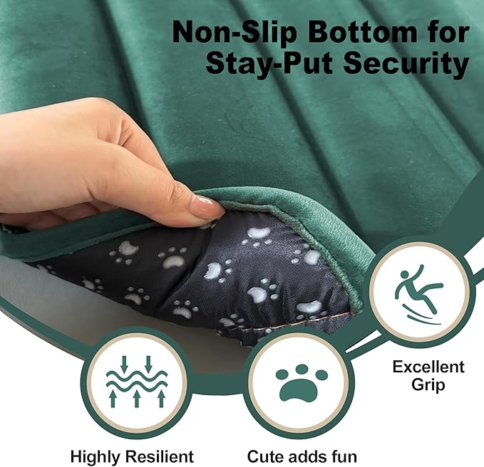 pobopobo Dog Crate Pad, Ultra Soft & Anti-Slip Kennel Mat, Secure Fit for Metal Crates & Dog Cages, Washable Cozy Bed for Small Medium Large Dogs (Green, L(34"*20"*1.5"))