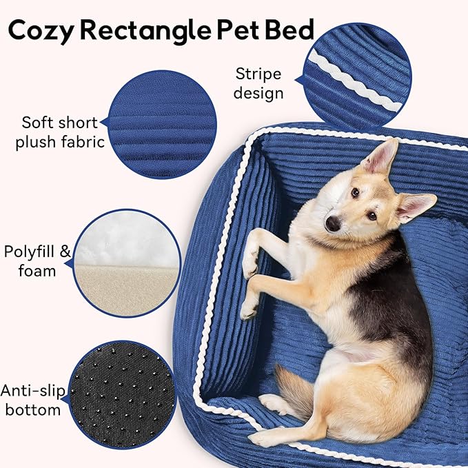 Zerbuger Orthopedic Dog Bed for Medium Dogs,Dog Sofa Beds Supportive Foam Pet Couch Bed with Removable Washable Mat and Nonskid Bottom (Medium, Blue)