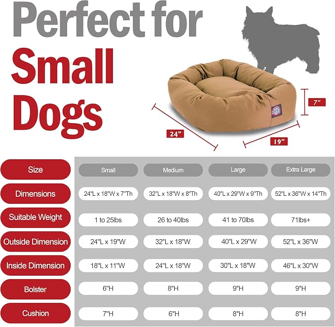 Majestic Pet 24 Inch Bagel Calming Dog Bed Washable – Cozy Soft Round Dog Bed with Spine Support for Dogs to Rest their Head - Fluffy Donut Puppy Mat 24x19x7 (Inch) Small – Khaki