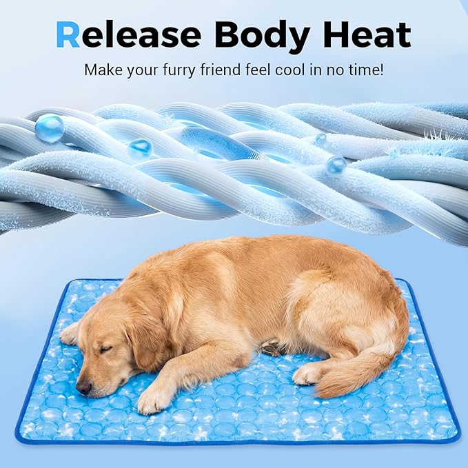 Dog Cooling Mat, Large Cooling Pad for Dogs Cats, Portable Self Cooling Dog Bed Cooling Blanket, 40" x 28" Washable Summer Pet Mat, Indoor Outdoor Green Pet Cooling Mat for Hot Summer