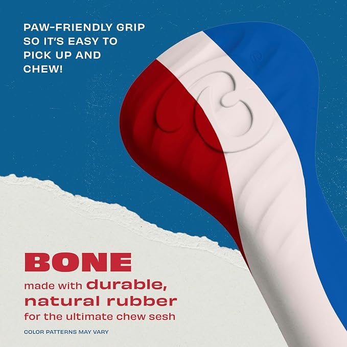 Benebone Natural Rubber Dog Chew Toy, Dog Bone, USA 250th Anniversary Limited Edition America 250, Medium