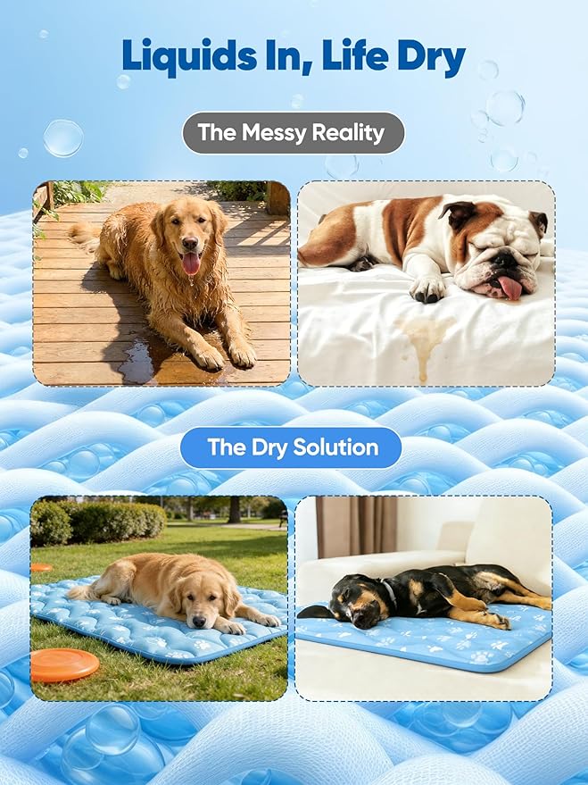 Rywell Super-Absorbent Cooling Mat for Dogs 24"x18" Arc-Chill 3.0 & Color-Changing Dog Cooling Mat, Stay Cool & Dry, Washable, Non-Slip Pet Bed Mat for Floors, Sofas, Kennels