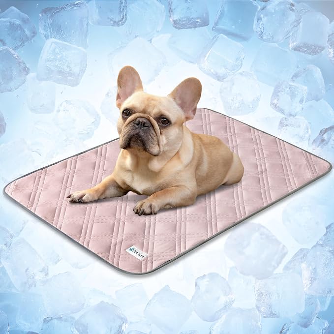 PetAmi Dog Cooling Mat, Waterproof Self Cooling Dog Pad with Non-Slip Backing, Q-Max >4.0 Pet Cooling Mat for Crate, Couch, Kennel & Car, Indoor Outdoor Summer Use, Pink, 29x40