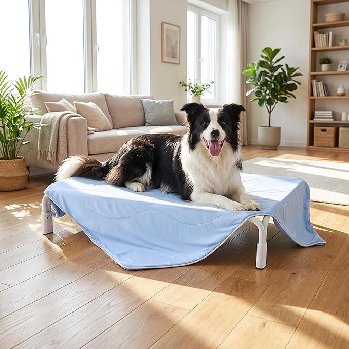 ZOMISIA Cooling Blanket for Large Dogs - Breathable Air-Core Fill Lightweight Pet Mat, Soft Cold Blanket Washable for Summer, Blue, 40"x50"