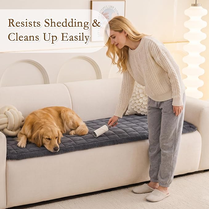 MEETSKY Couch Cover for 2 Cushion Couch, Non-Slip Grey Sofa Covers for Dog Washable Sofa Protector Pet Friendly Dog Mats for Couches Soft Furniture Covers, 27.6" x 70.9", Dark Grey