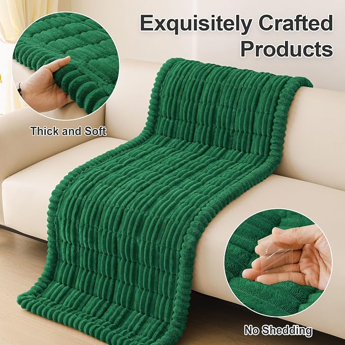 hyha Couch Cover for Dogs Washable, Non Slip Thick Flannel Sofa Protector, Pet Friendly Plush Furniture Cover for Sectional Sofa & Loveseat (Turquoise, 27.6" x 88")