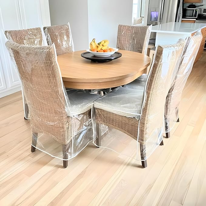 Evelots Dining Room/Kitchen Chair Cover/Protector-8 Pack- Heavy Duty Clear PVC Vinyl-No Dust/Spill/Pet Hair/Pet Claws, Easy Clean Slipcover