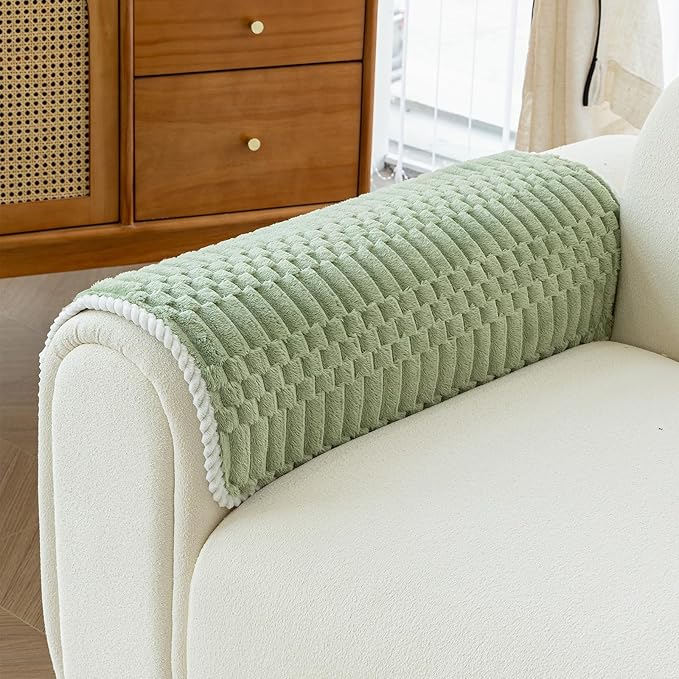 Plush Warm Sofa Covers Washable, Funny Fuzzy Couch Cover for Dogs Washable, Non-Slip Couch Covers for Recliner, Soft Sofa Slipcover for Pet & Kid(1PC, Green, 36"×36", Single Seater)