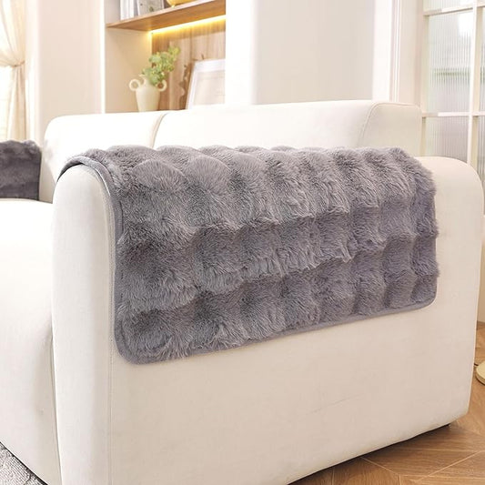Waterproof Dog Bed Cover Non Slip Couch Covers for Dogs Washable Soft Faux Fur Sofa Cover Couch Covers for 3 Cushion Couch Sofa Pet Friendly (Grey, 24" x 24" 2 Pack)