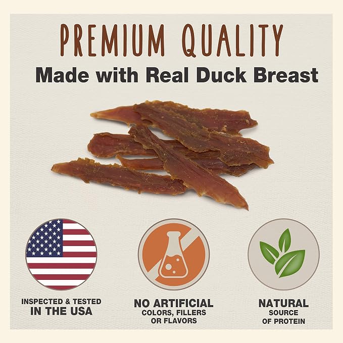 Cadet Gourmet Duck Jerky Dog Treats For Training - Healthy & Natural Dog Training Treats for Small & Large Breeds - Inspected & Tested in USA (14 oz.)