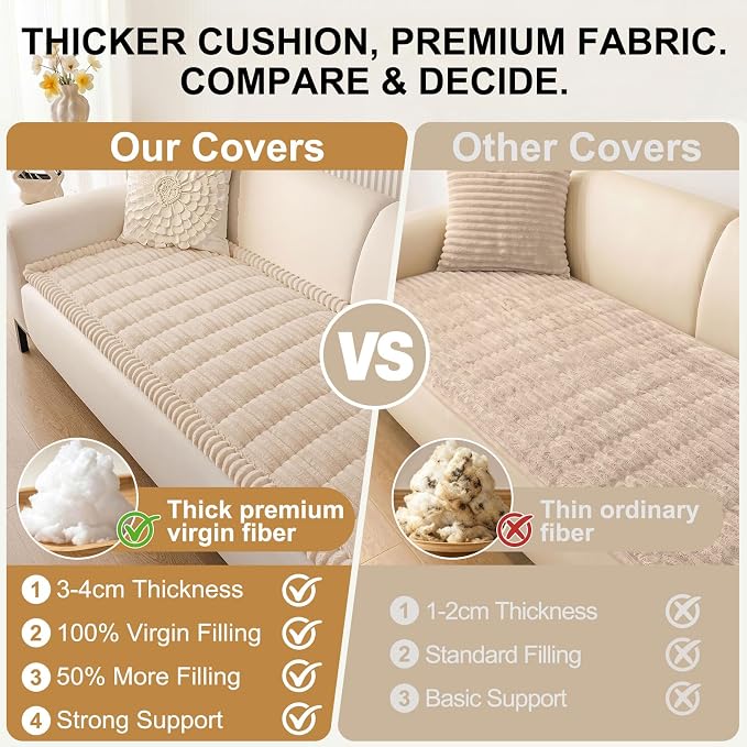Smiry Couch Cover for Dogs, Non Slip Washable Sofa Protector for Pets, Soft Furniture Cover for Pet, Stylish Sofa Covers, Cozy Protect Against Fur, Dirt & Everyday Messes (Apricot, 27.6" x 59")