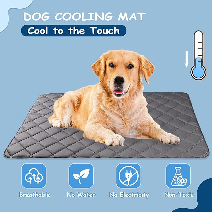 Paw Legend Dog Cool Mat for Dogs & Cats - Cool Tech Fabric, Washable Dog Sleeping Pad for Kennel, Sofa, Floor, Car Seats - Summer Cooling Blanket, Large