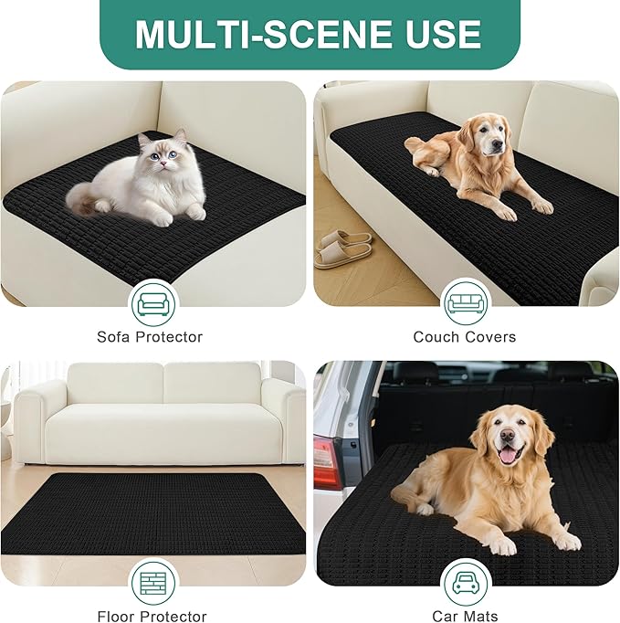 Foxdecor Couch Cover Sofa Covers Washable, Dog Bed Cover Couch Covers for 3 Cushion Couch Sofa Pet Friendly, Dog Couch Cover Furniture Covers for Pets.(Black 58x82 inch)