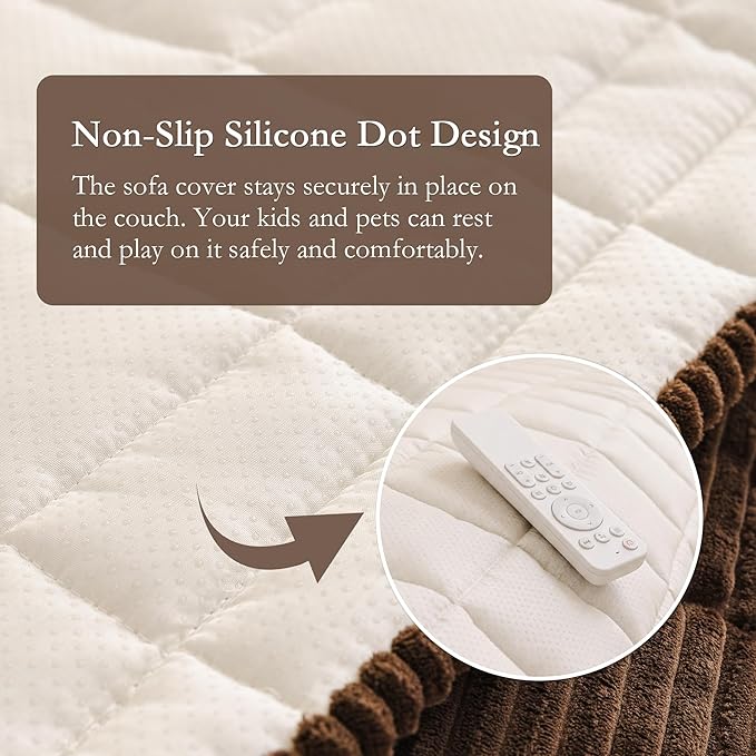 MEETSKY Couch Cover for 3 Cushion Couch, Sofa Covers for Dogs Washable, Non-Slip Sofa Protector Pet Friendly Dog Mats for Couches Soft Furniture Covers, 27.6" x 82.7", Chocolate