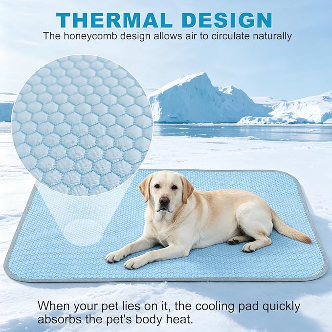 GOLOPET Large Dog Cooling Mat Ice Crystal Heat Dissipation,36x24in | Ice Crystal Structure,Cooling Fabric,Reinforced Design,Non-Slip Bottom