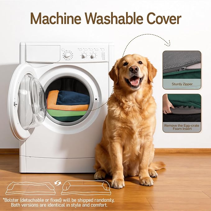 Comfort Expression Extra Large Dog Bed - XL Washable Orthopedic Ped Bed for Big Dog Waterproof Couch Memory Foam Sofa Bolster with Removable Cover - 42 x 30