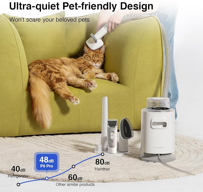 Neakasa 5 in 1 P0 Pro Dog Grooming Vacuum with Stand, 6.6lbs Lightweight Pet Grooming Kit, Lower-Noise Dog Clippers & Shedding Remover for Dogs and Cats